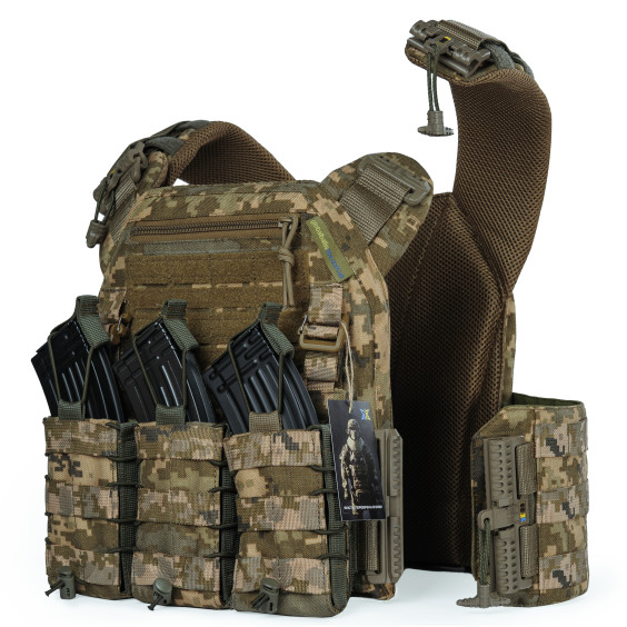 Плитоноска WARMOR Gen.3 Pro Пиксель ММ14. 3 подсумка.