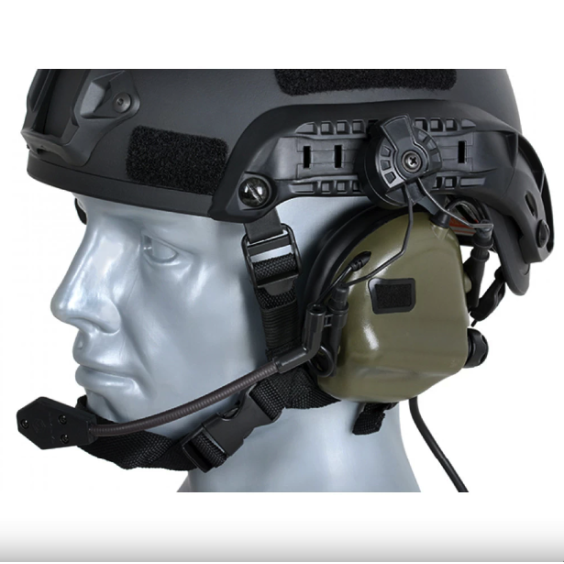 Тактичні навушники EARMOR M32H з кріпленнями під каску ОЛИВА