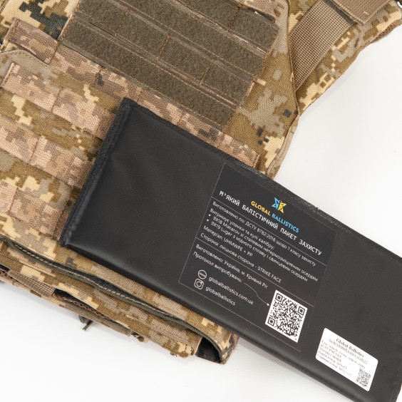 Баллистические пакеты 1-го класса. Бока + пах. Размер 150 на 300 мм.
