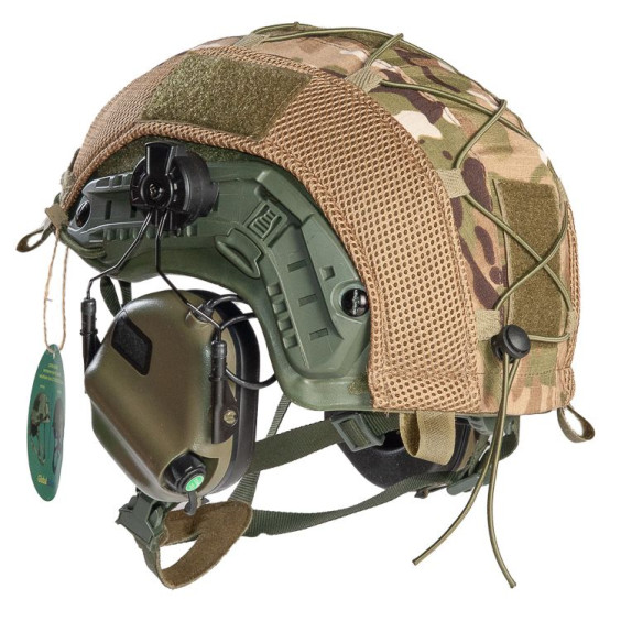 Шлем FAST в кавере с наушниками Earmor M32H (олива)