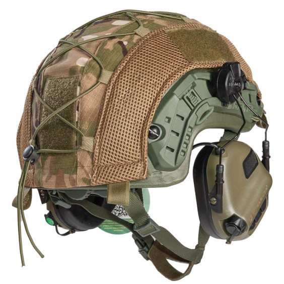 Шлем FAST в кавере с наушниками Earmor M32H (олива)