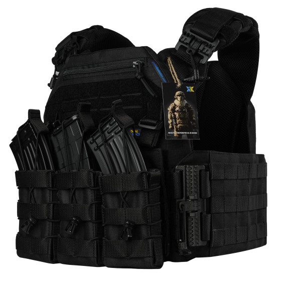 Плитоноска WARMOR Gen.3 Pro Черная с 3 подсумками