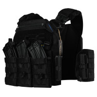 Плитоноска WARMOR с подсумками ЧЕРНАЯ