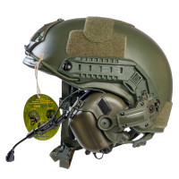 Шлем FAST. Наушниками Earmor M32H с "Чебурашками". Олива