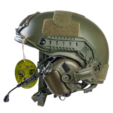 Шлем FAST. Наушниками Earmor M32H с "Чебурашками". Олива