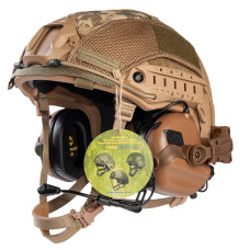Шлем FAST в кавере. Наушники Earmor M32H с "Чебурашками". Койот