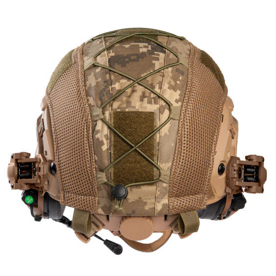 Шлем FAST в кавере. Наушники Earmor M32H с "Чебурашками". Койот