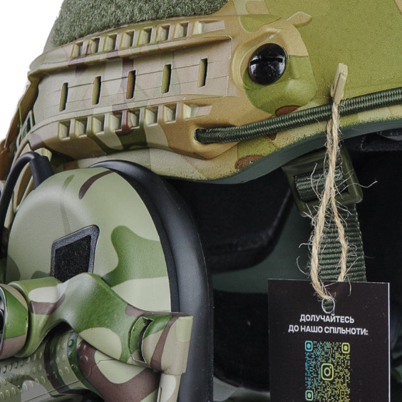 Шлем FAST Мультикам. Наушниками Earmor с "Чебурашками". Мультикам