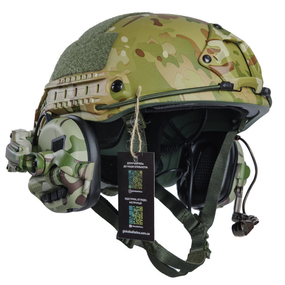 Шлем FAST Мультикам. Наушниками Earmor с "Чебурашками". Мультикам