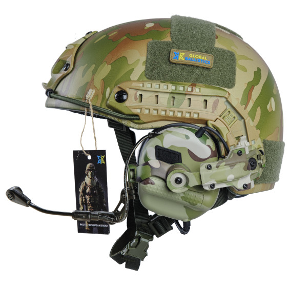 Шлем FAST Мультикам. Наушниками Earmor с "Чебурашками". Мультикам