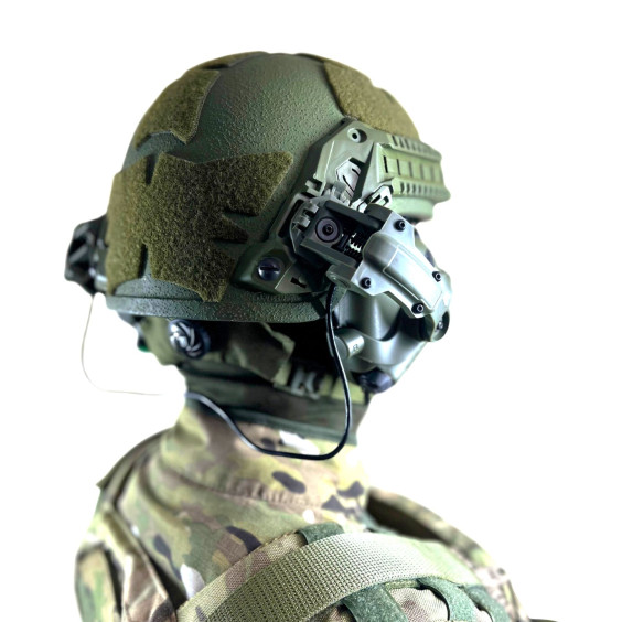 Комплект тактический шлем Sestan-Busch Helmet BK-ACH-HC,. Наушники Earmor с "Чебурашками". Олива. (M/L)