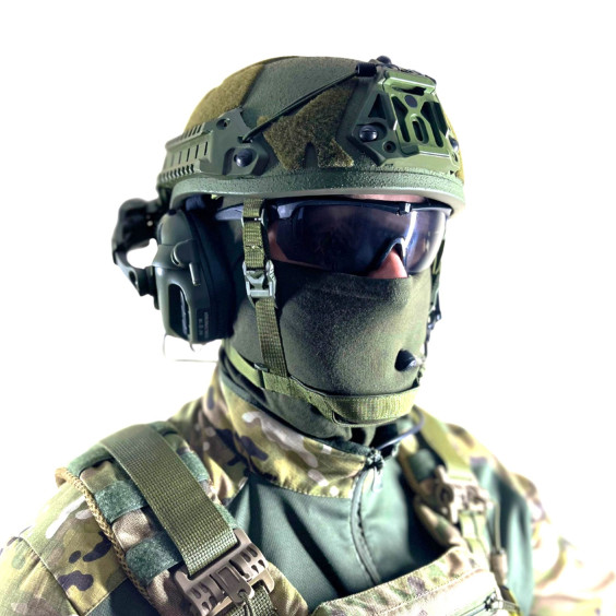Комплект тактический шлем Sestan-Busch Helmet BK-ACH-HC,. Наушники Earmor с "Чебурашками". Олива. (M/L)
