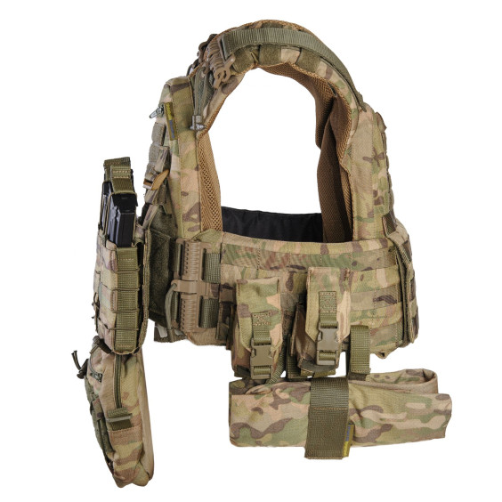 Плитоноска WARMOR зі системою швидкого скидання МУЛЬТИКАМ з підсумками