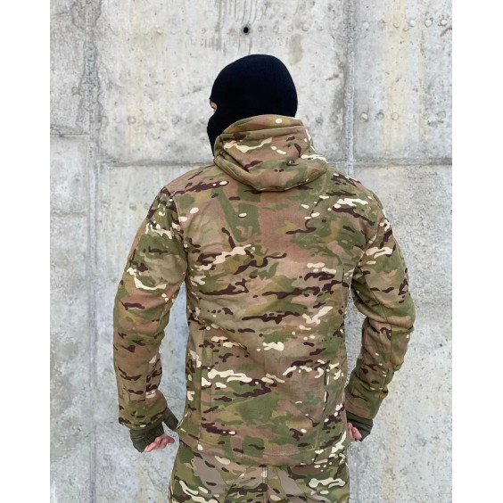 Тактична флісова кофта з капюшоном. Мультикам.