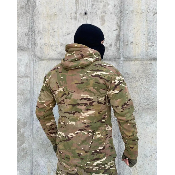 Тактична флісова кофта з капюшоном. Мультикам.