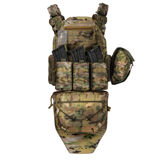 Фартук с мягким баллистическим бронепакетом для плитоноски 2 класса ДСТУ. Мультикам.