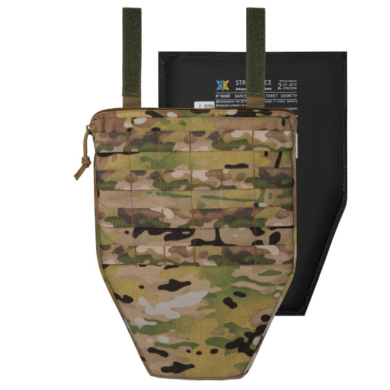 Фартук с мягким баллистическим бронепакетом для плитоноски 2 класса ДСТУ. Мультикам.