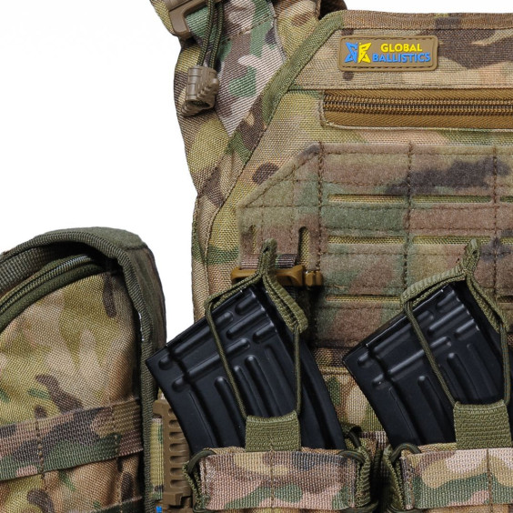 Базовий набір індивідуального захисту: шолом FAST + плитоноска з набором підсумків + комплект плит 6 кл. ДСТУ. Мультикам.