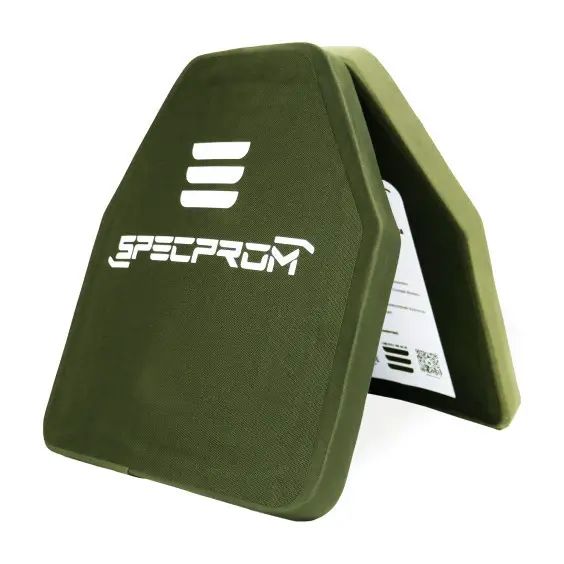 Пара Керамических бронеплит 6 класса. SPECPROM Вес 2,8 кг. Размер 25 на 30 см. Олива. Комплект – 2 ш